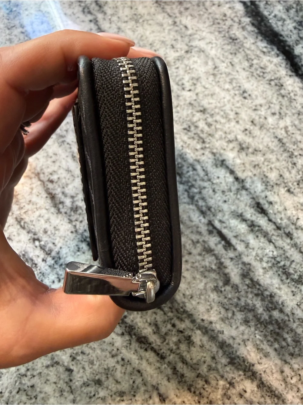 Michael Kors Black and White Monogram Zip Card Holder